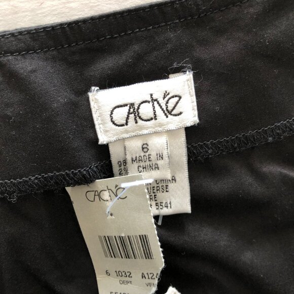 NEW Cache Poodle type beaded Black skirt size 6 White Sequin Mesh Hem - Picture 6 of 9